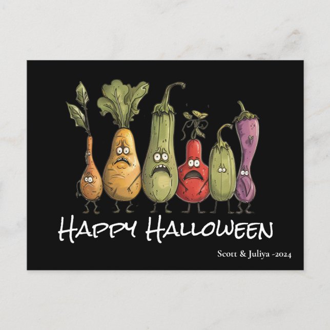Cartão Postal Engraçado, assustador, vegetariano negro Halloween (Frente)