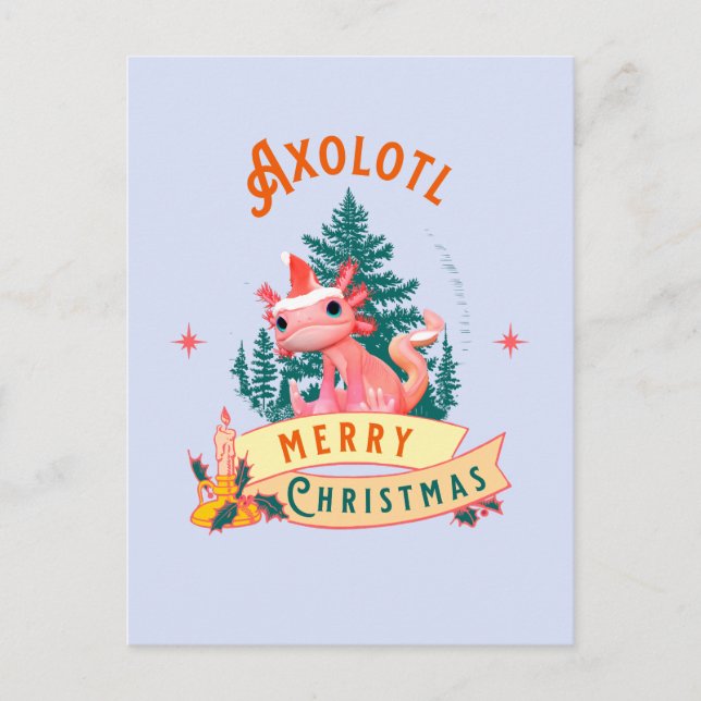 Cartão Postal Engraçado Axolotl Feliz Natal (Frente)