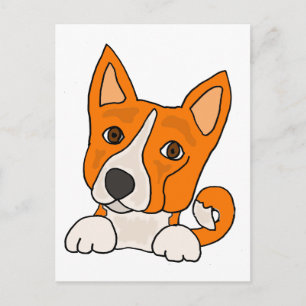 Cartão Postal Engraçado Basenji Puppy Dog Art
