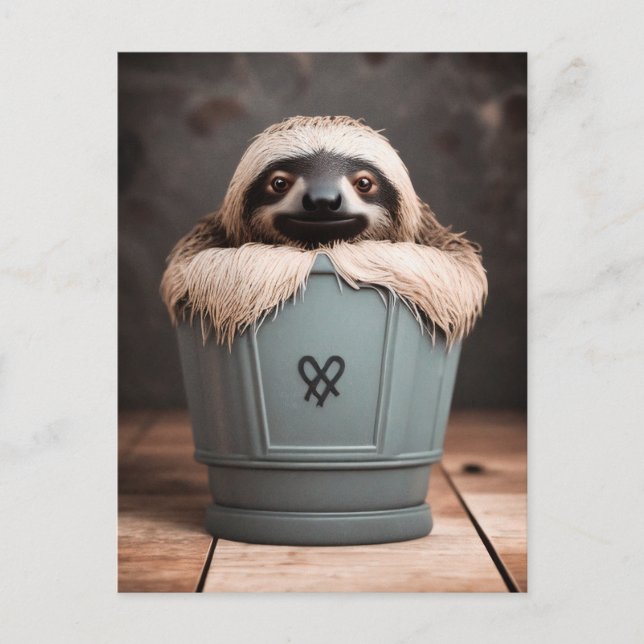 Cartão Postal Engraçado Bathroom Decor Wall Art Sloth (Frente)