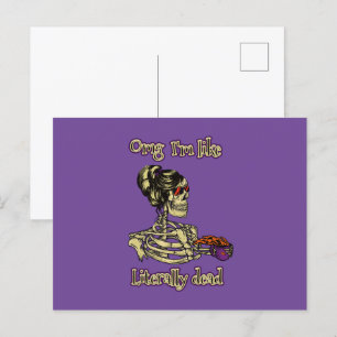 Cartão Postal Engraçado Bebendo de esqueleto Eu sou literalmente