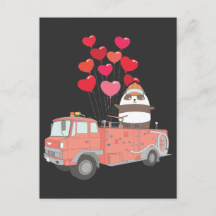 Cartão Postal Engraçado Bombeiro Panda Firecaminhão — Bichin
