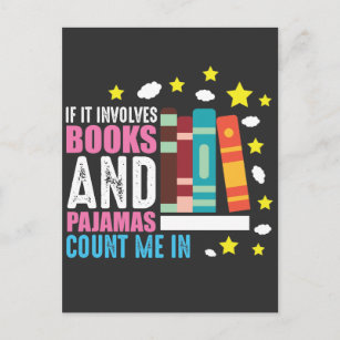 Cartão Postal Engraçado Bookworm Pajama e Livro