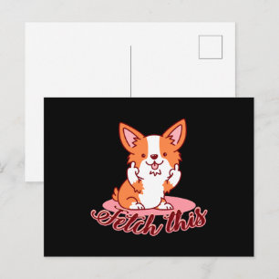 Cartão Postal Engraçado Cachorro Corgi Em Direto Procura Isto