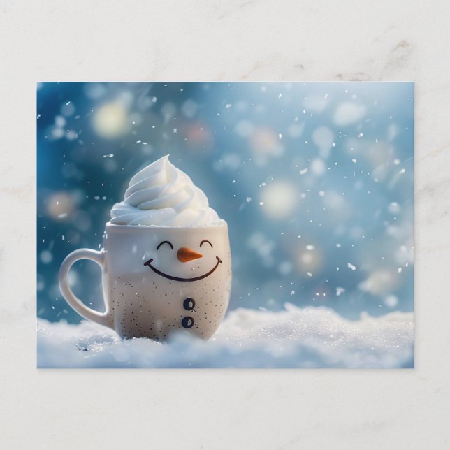 Cartão Postal Engraçado Caneca de Natal como Snowmann (Frente)