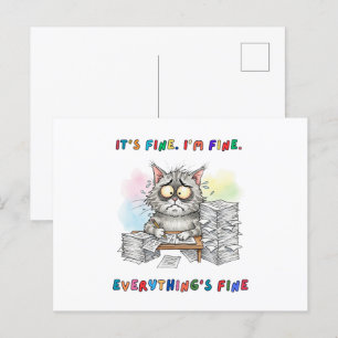 Cartão Postal Engraçado Cat "Tudo está bem"