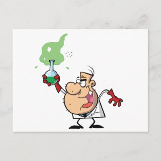 Cartão Postal Engraçado Cientista Louco, Fazendo Poesia Verde