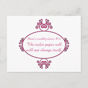 Cartão Postal Engraçado conselho da mãe sobre t-shirts e prese