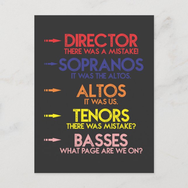 Cartão Postal Engraçado Coro Musical Cantando Homens Crianças Pi (Frente)