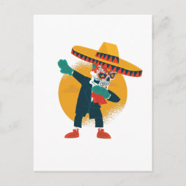 Cartão Postal Engraçado Dabbing CincoDeMayo Skeleton Sugar Crâni