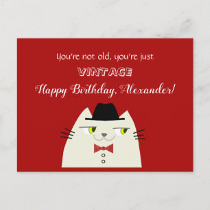 Cartão postal engraçado de aniversário de gato vin