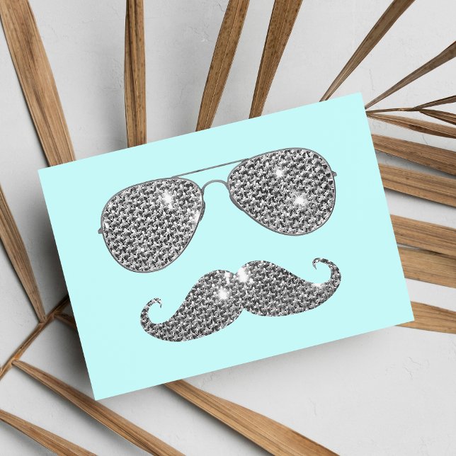 Cartão Postal Engraçado De Diamante Com Óculos (Funny Diamond Mustache With Glasses Postcard )