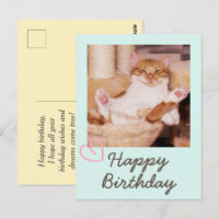 Cartão postal engraçado de gato antigo e feliz ani