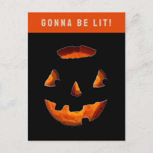 Cartão postal engraçado de Halloween com abóbora e