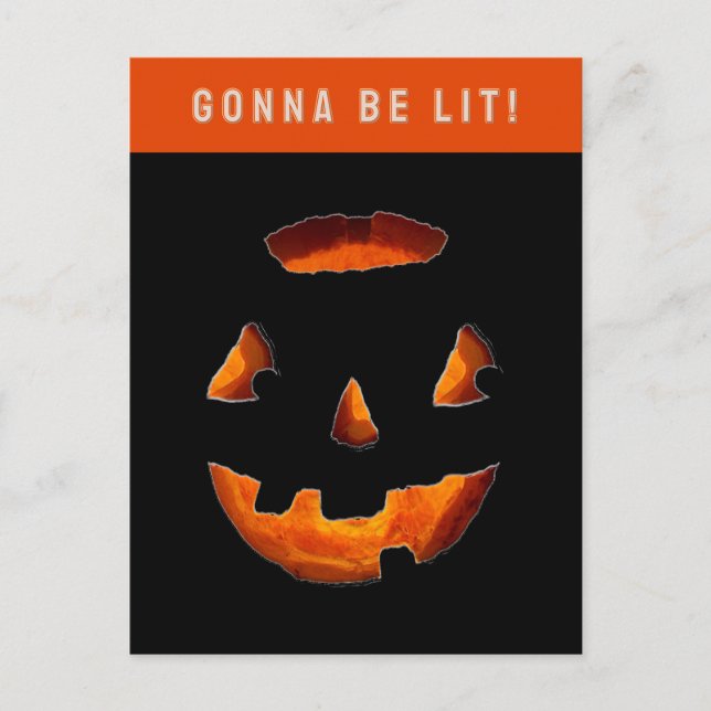 Cartão postal engraçado de Halloween com abóbora e (Frente)