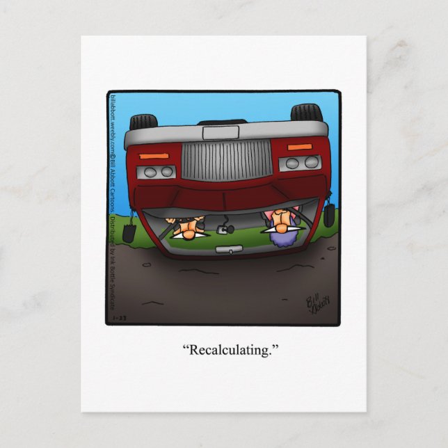 Cartão postal engraçado de humor de viagem pela es (Frente)