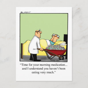 Cartão postal engraçado de humor médico/médico