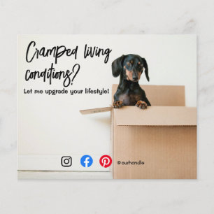 cartão postal engraçado de imóveis, espaço apertad