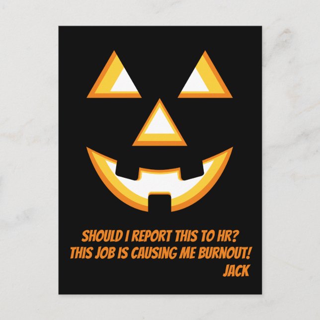 Cartão postal engraçado de Jack-O'-Lantern queimad (Frente)