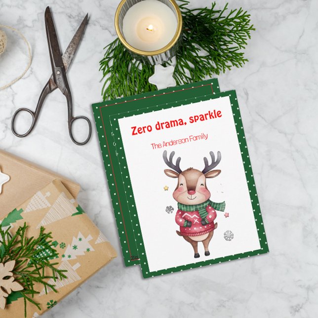 Cartão postal engraçado de Natal com renas fofas e (Criador carregado)