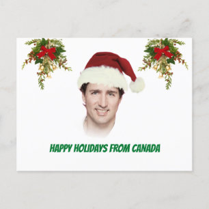Cartão Postal Engraçado de Natal personalizável Justin Trudeau