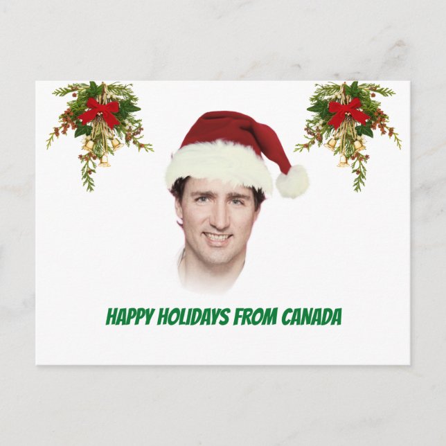 Cartão Postal Engraçado de Natal personalizável Justin Trudeau (Frente)