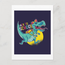 Cartão Postal Engraçado De Volta À Escola T-Rex Dinossauros Pres