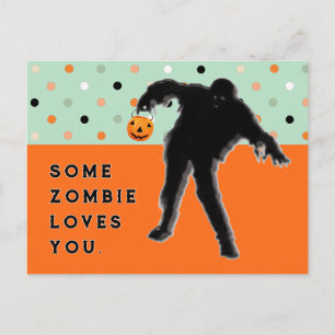 Cartão postal engraçado de zumbi do Halloween