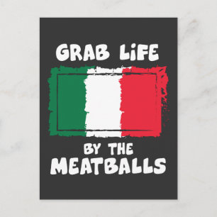 Cartão Postal Engraçado Def. italiano Idea Meatball Itália Flag1