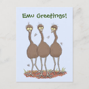 Cartão Postal Engraçado desenho animado emu trio