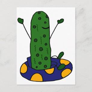 Cartão Postal Engraçado Dill Pickle está Tubing