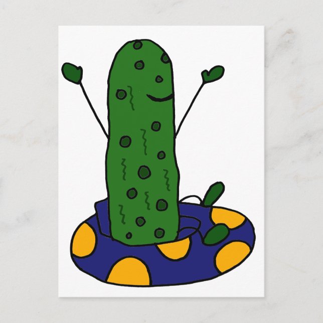 Cartão Postal Engraçado Dill Pickle está Tubing (Frente)