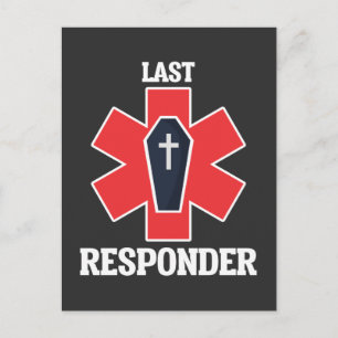 Cartão Postal Engraçado Diretor Funeral Mortican Último Responde