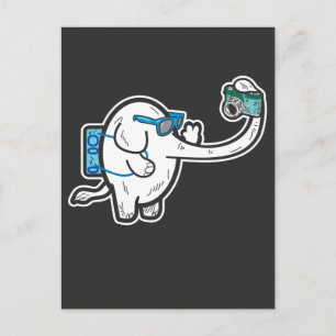 Cartão Postal Engraçado Elefante Torista Selfie Zoo Animal