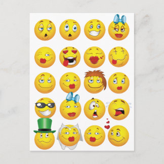 Cartão Postal Engraçado Emoji Enfrenta Legal Sorrisos Incríveis