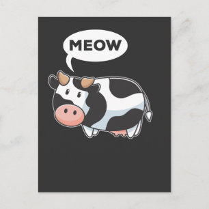 Cartão Postal Engraçado Errado Som Animal Pun Vaca e Gato Lover