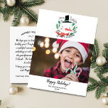 Cartão Postal Engraçado eu estar na boa lista de Papais noeis Fo<br><div class="desc">Espalhe a alegria de feriado com este cartão-postal divertido com sua foto horizontal destacada com um gráfico de tipografia "I m on Papai noel Good List". A parte traseira apresenta espaço para uma nota de feriado digitada ou exclusão e deixa espaço para a escrita manual. Também adicione seu endereço de...</div>