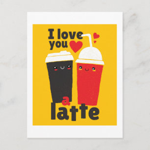 Cartão Postal Engraçado Eu Te Amo Namorados De Café LATTE Gráfic