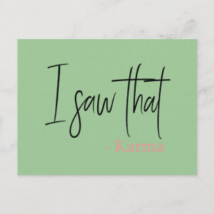 Cartão Postal Engraçado eu vi o slogan do carma citando