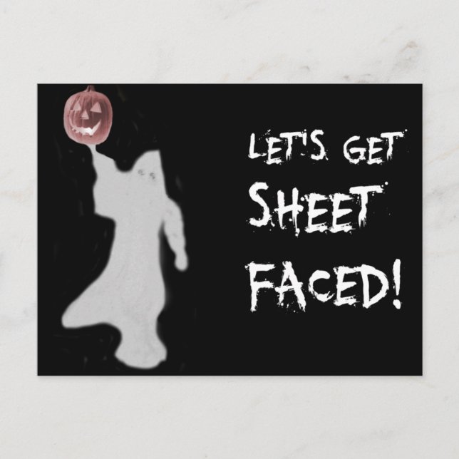 Cartão Postal Engraçado Fantasma Jack O Lanterna Halloween (Frente)