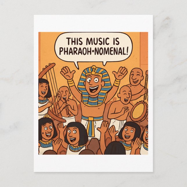 Cartão Postal Engraçado Faraó egípcio | Música Faraó-nomenal (Frente)