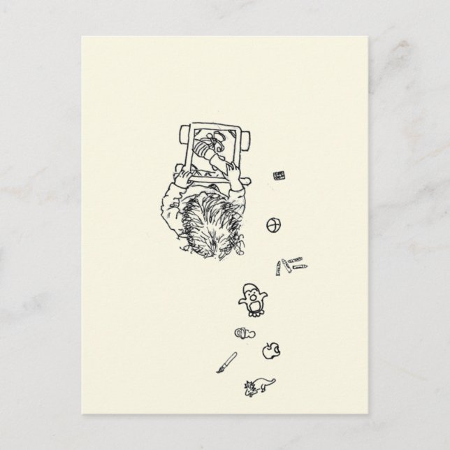 Cartão Postal Engraçado Fazer linha Mess Desenho de cima (Frente)