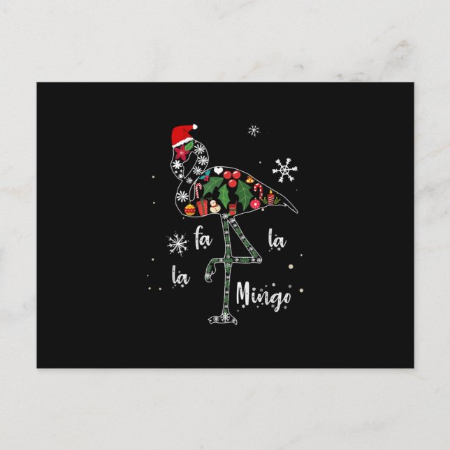 Cartão Postal Engraçado Flamingo Natal Xmas (Frente)