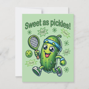 Cartão Postal Engraçado Fofo Doce como Picles Pickleball