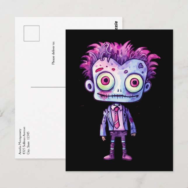 Cartão Postal Engraçado Frankenstein Monster Halloween (Frente/Verso)