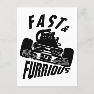 Cartão Postal Engraçado FURRurioso gato dirigindo carro
