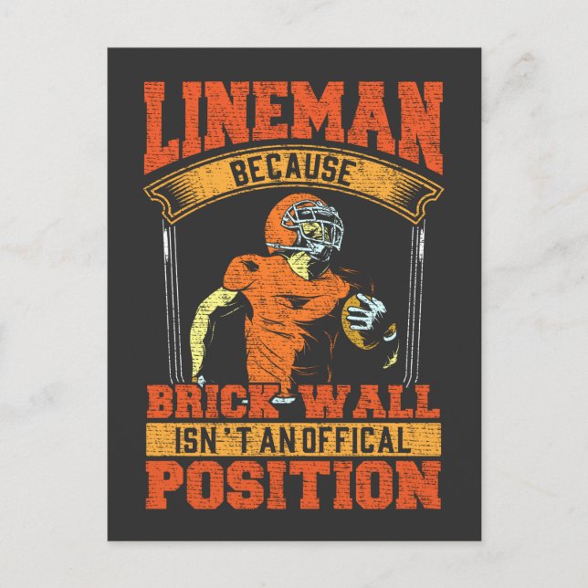 Cartão Postal Engraçado Futebol Lineman Humor para desportista (Frente)