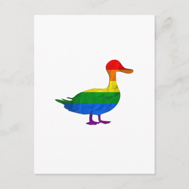 Cartão Postal Engraçado Gay e Pato Orgulho Lésbico, Quack Quack (Frente)