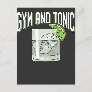 Cartão Postal Engraçado Gin Tonic Pun Gym Malhação Humor