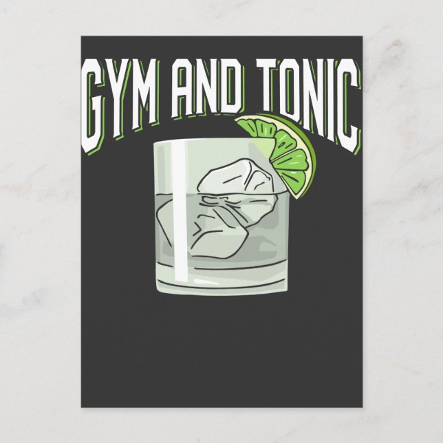 Cartão Postal Engraçado Gin Tonic Pun Gym Malhação Humor (Frente)